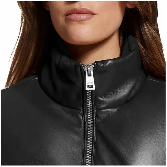 Levi's Ladies Faux Leather Puffer ~ BLACK